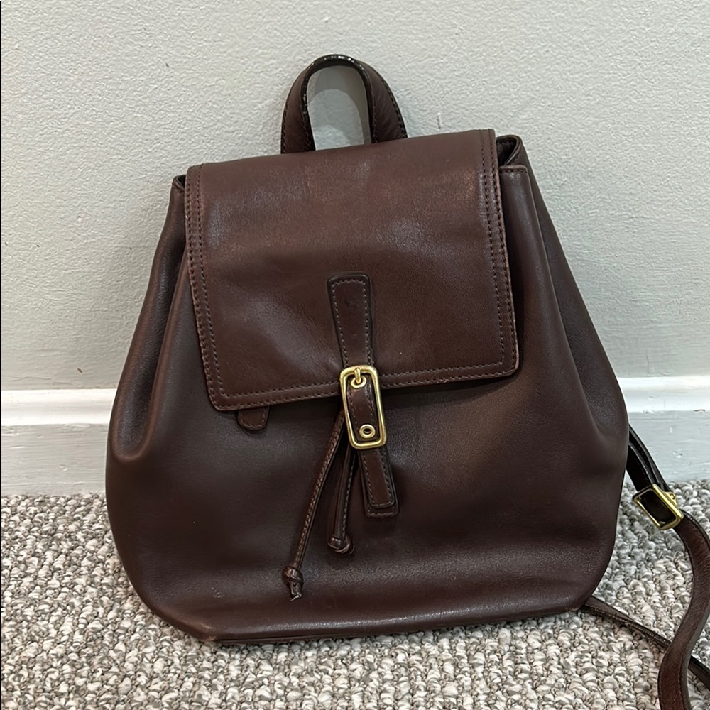 Coach Brown Leather Bag with Monochromatic Design
